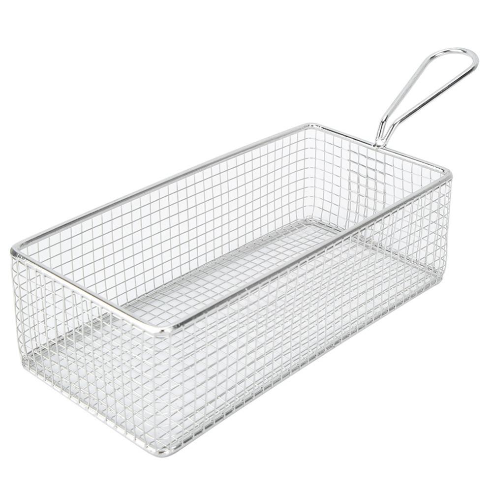 Rectangular Fry Basket Stainless Steel Spider Strainer Food Strainer Cafe/Restaurant/Kitchen