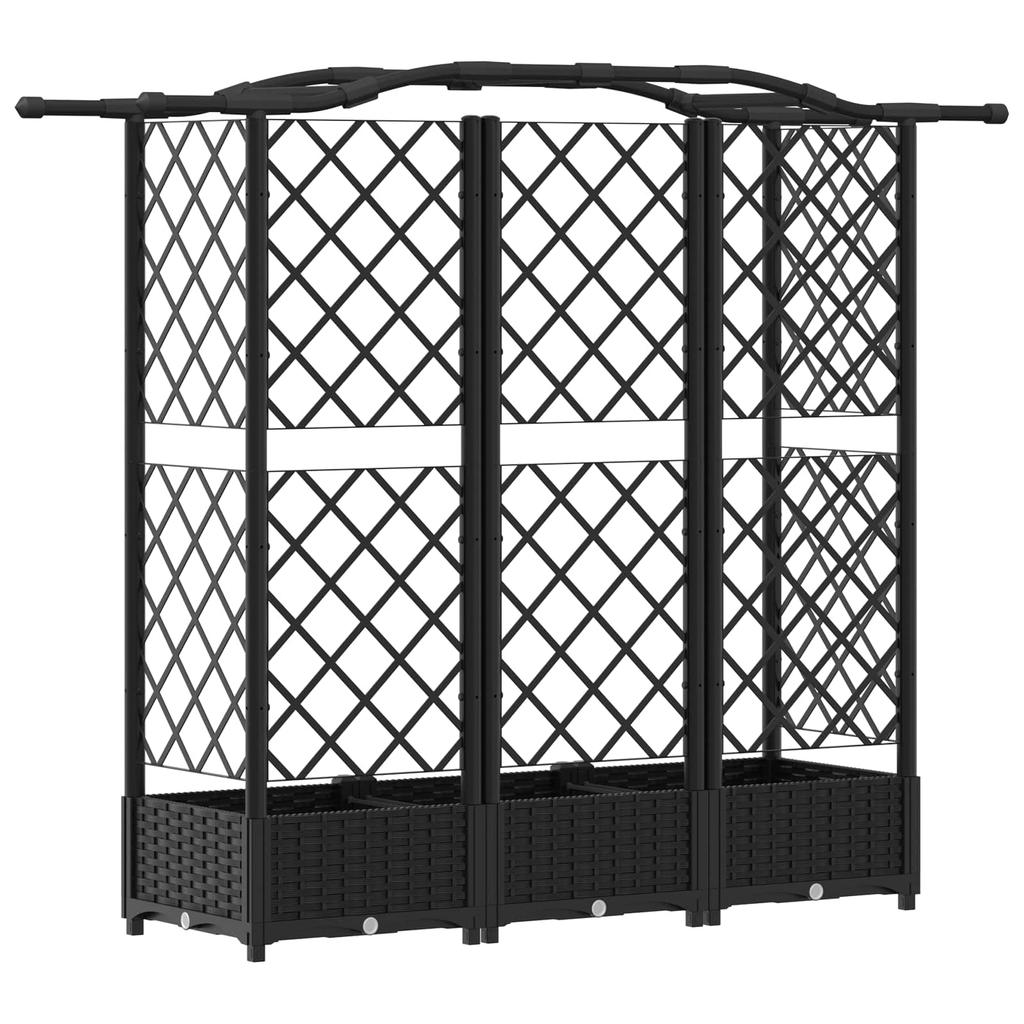 Raised Garden Bed with Trellis and Hanging Roof Black 163 X 40 X 126 Cm PP