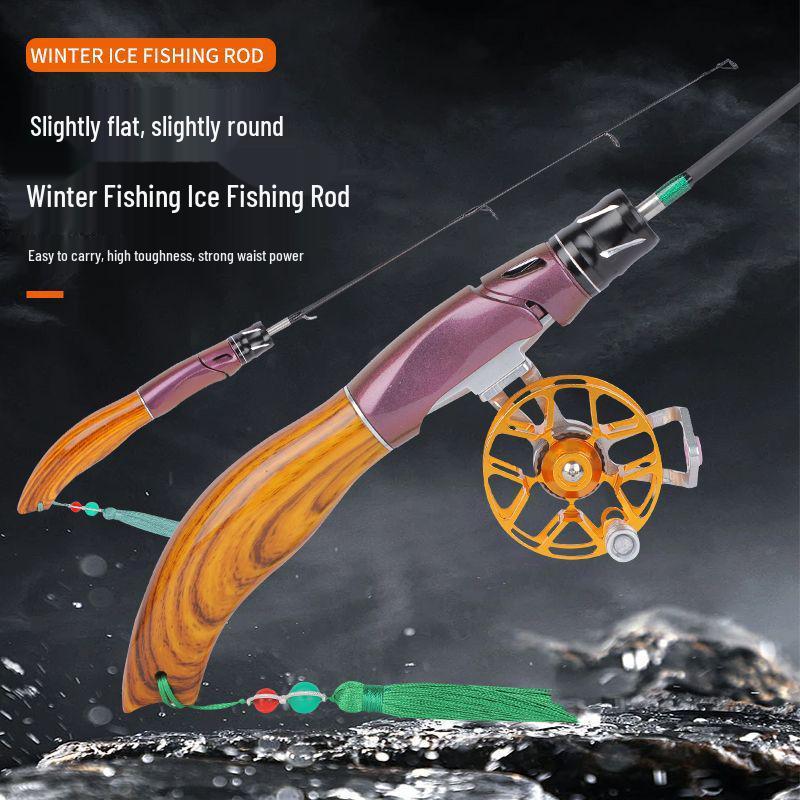 Ice Fishing Rod Set 2023: Winter Carbon Rod with Round and Flat Tips, Mini Size, Straight Handle
