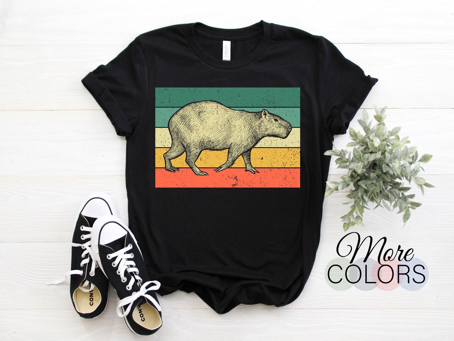 Capybara Vintage Retro T-Shirt, Capybaras Lovers Gift, Largest Rodent Cavy Boys Girls Costume, Funny Cute Animal Zoo Fans Pet Owner Present, 160