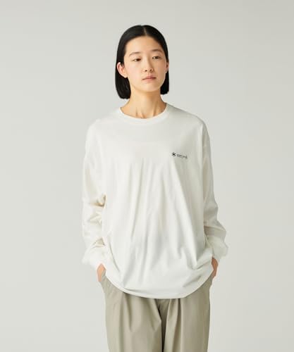 Snow Peak Soft Cotton Relaxed Logo L/S T-Shirt TS-25AU010, Cut and Sew, Long Sleeve T-Shirt, Men's and Women's, Size L, Off White