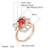 Shiny Red Natural Zircon Ring For Women Fashion  Rose Gold  Color Mix High Quality Daily Fine Retro Jewelry