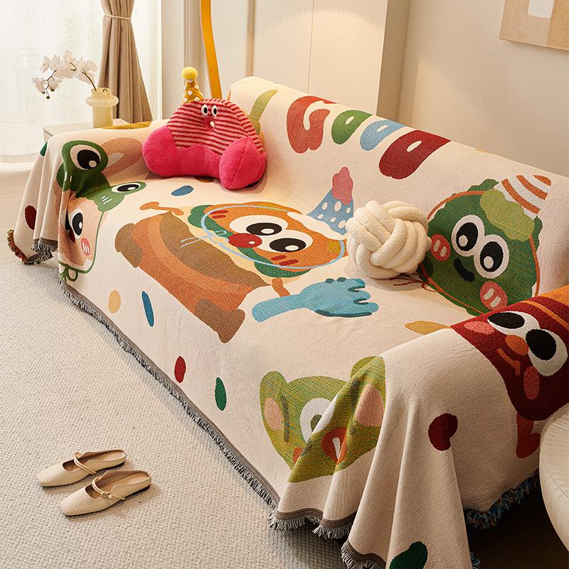Desenho animado querida princesa bonito menina estilo capa de sofá toalha quatro estações universal para decoração de sala de estar almofada de sofá