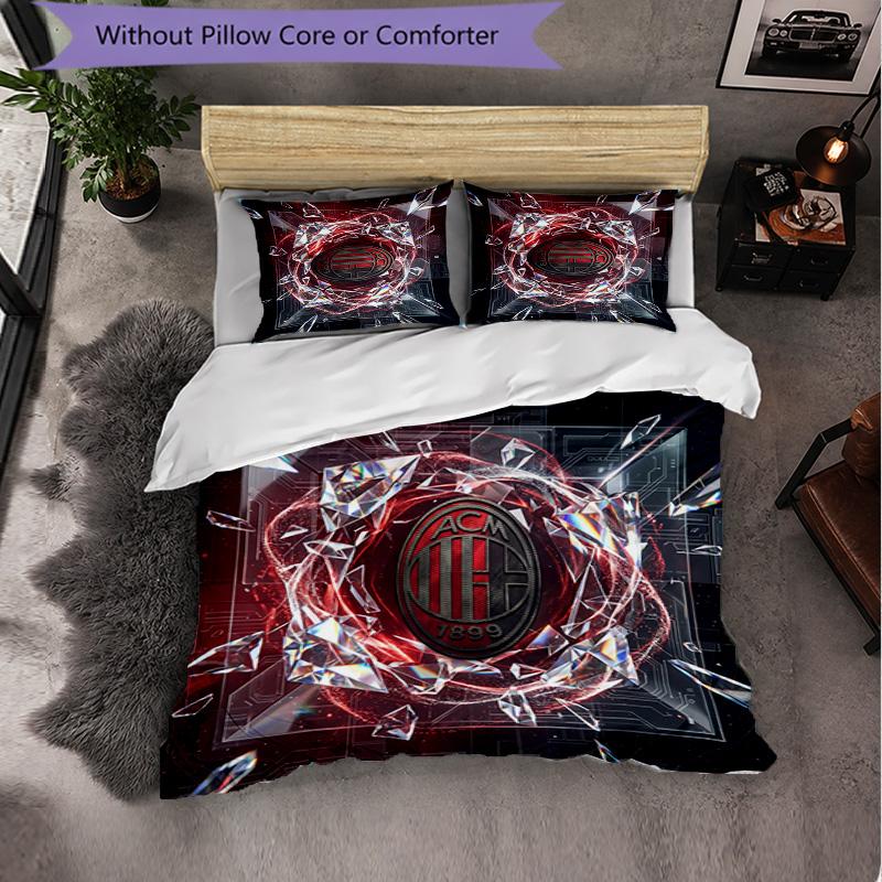 Set Lenzuola AC Milan Modello 3 Pezzi Morbida Copripiumino in Microfibra con Federe per Camera da Letto