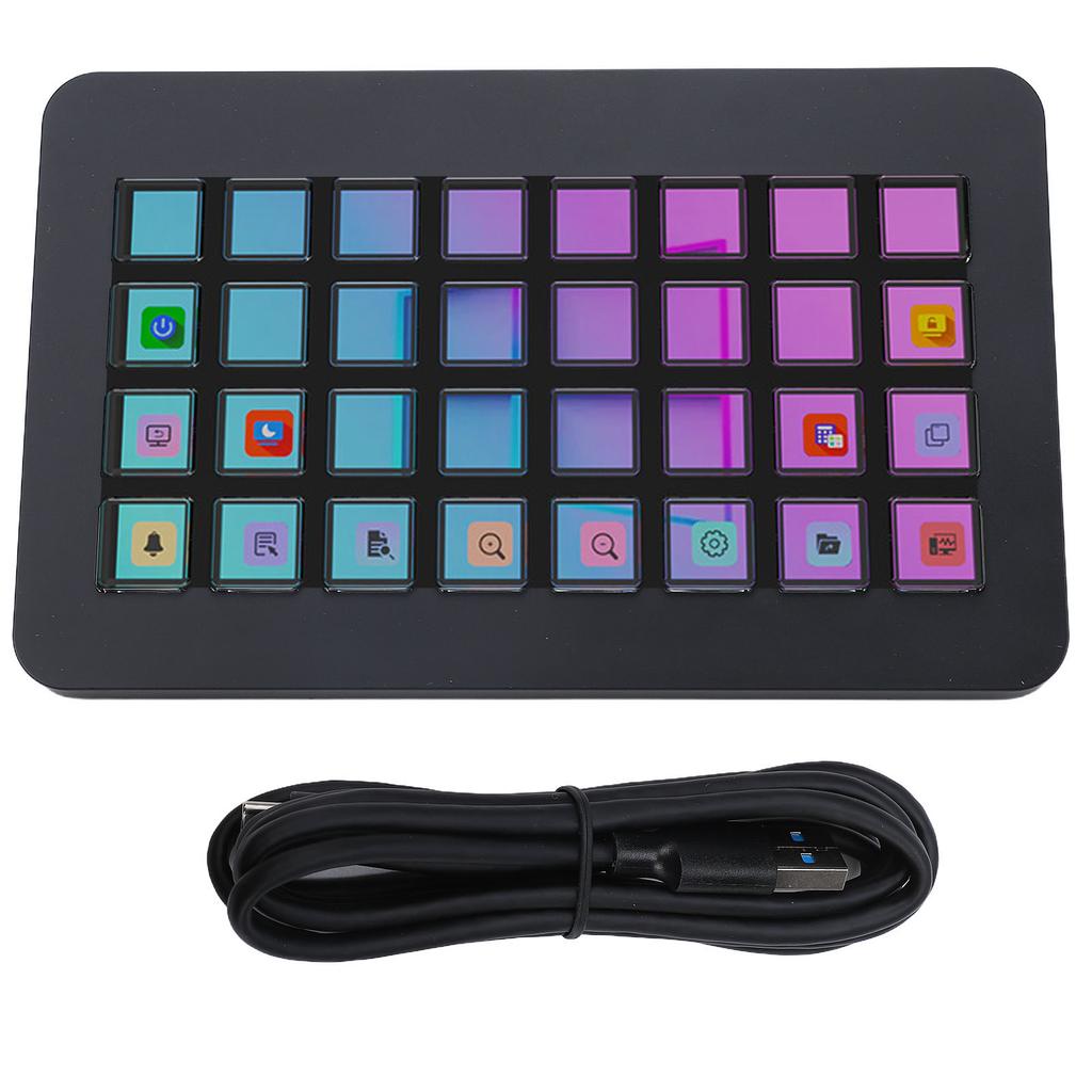 Stream Control Deck 32 LCD Keys Programmable Studio Controller Macro Keyboard for PC Live Streaming Black