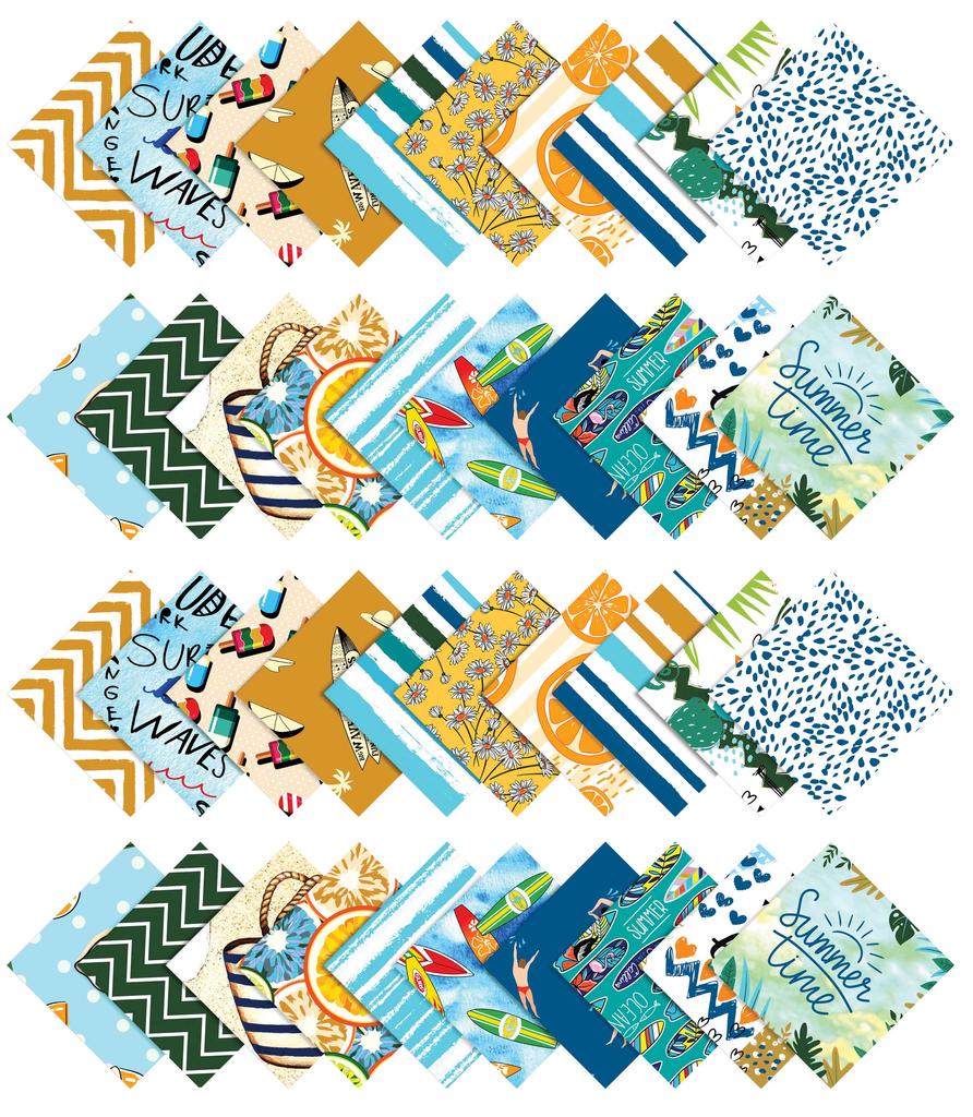 Soimoi Summer Print  Precut 5-inch Cotton  Fabric  Quilting  Squares  Charm Pack DIY Patchwork Sewing Craft-