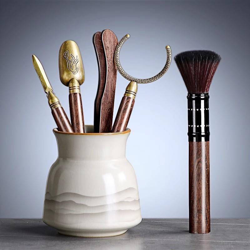 Tang Feng Tea Ceremony Six Gentlemen Set Kung Fu Tea Accories Clete Home High End Bla Ebony 6 Gentlemen Yu Kiln Tea Tube