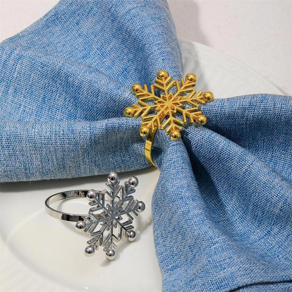 Pack of 6 Napkin Holder Snowflake Napkin Buckles Christmas Serviette Rings Aluminum Material for Napkin Decorations