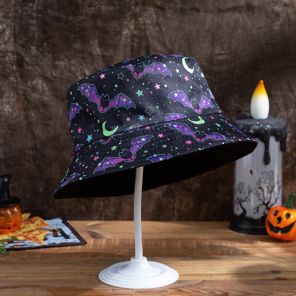 New Halloween Bucket Hat Reversible Bat Pumpkin Ghost Print Sun Protection Party Cosplay Fashion For Men And Women