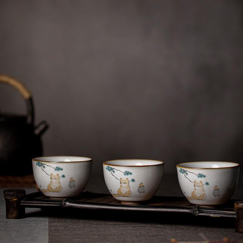 Ru Kiln Crackle Glaze Ceramic Tea Cup Kung Fu Tea Set