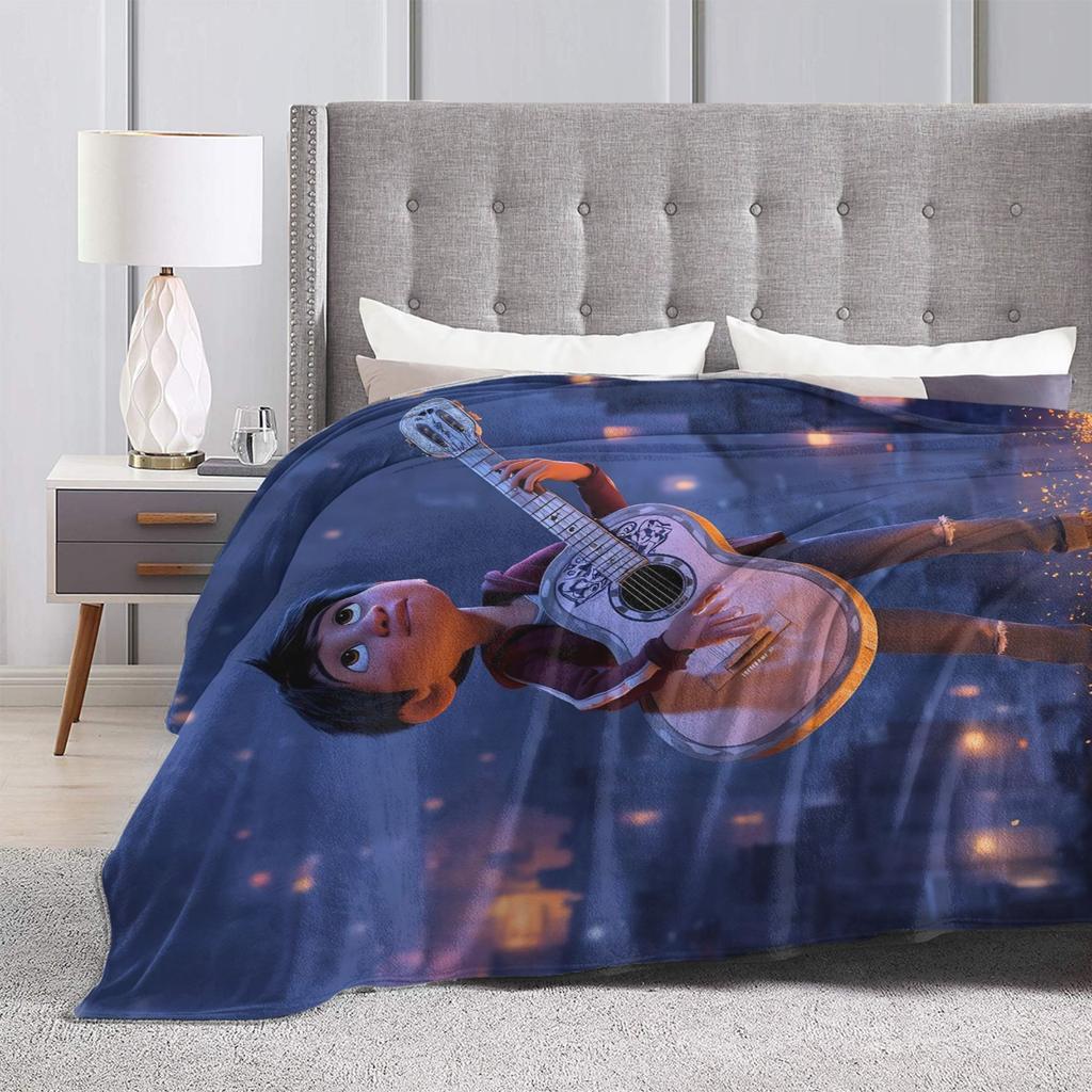 Coco Movie Cartoon Knitted Blankets Fleece  Warm Throw Blanket for Airplane Travel Bedroom Quilt