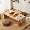 Solid Wood Tea Table Japanese Minimalist Desk Traditional Study Desk Bay Window Coffee Stand Space-Saving Wooden Desk