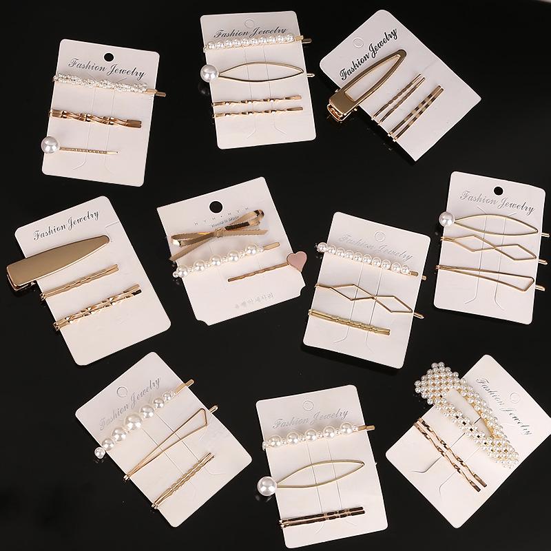 "Vintage Perlen Haarnadel Set: Europäischer & Amerikanischer Retro-Kristallschmuck"