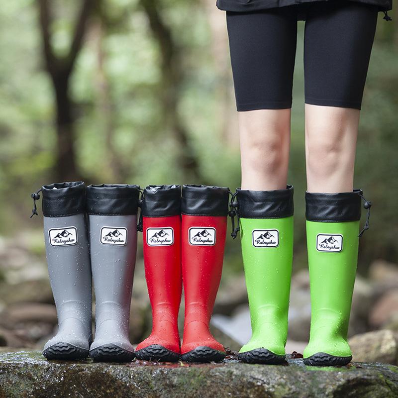 Men's and Women's Fashionable Rain Boots Japanese Style Rain Boots Outdoor Waterproof Hiking Water Shoes Wear-resistant High Boots