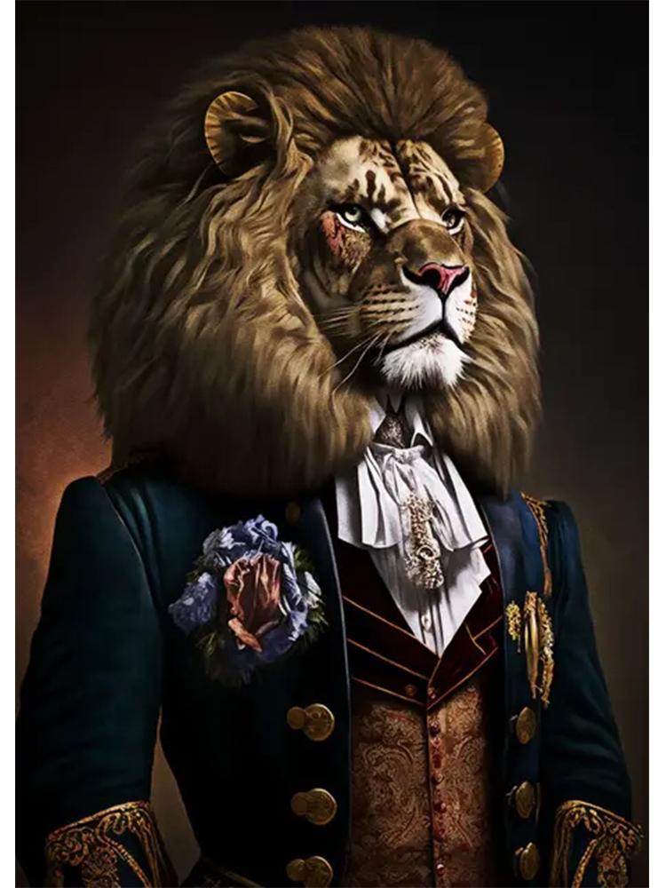 Nowoczesna moda zwierzęca szlachetny rocznik lew tygrys pies niedźwiedź 5DDIY diamentowe malowanie sztuka ścienna obraz dekoracja salonu