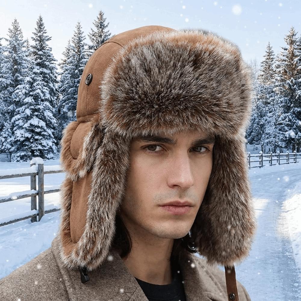 Imitation Fur Ear Protection Hat Suede Fabric Cold-Proof Hat Fashion Windproof Ski Hat  Skiing