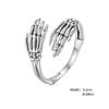 Bamoer 925 Sterling Silver Hug Hand Opening Ring For Women Jewelry Skull Open Ring Vintage Oxidized Silver Simplicity Ring Gift