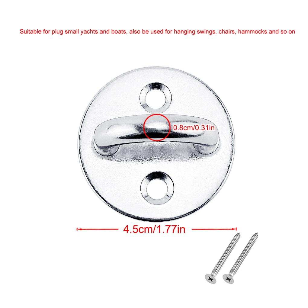 2Pcs Eye Pad Plate Stainless Steel Round U-Shaped Hanging Hooks with Screws Hardware Suspension Training Straps