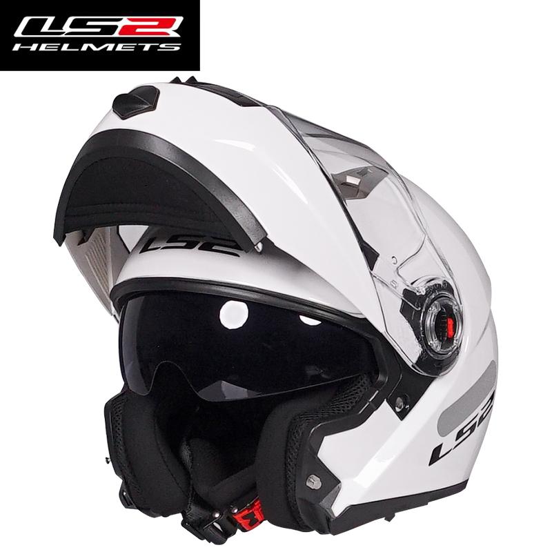 

LS2 FF370 Flip Up Motorcycle Helmet Lightweight Full Face Motocross Helmet Dual Lens Modular Helmet for Men Women M белый