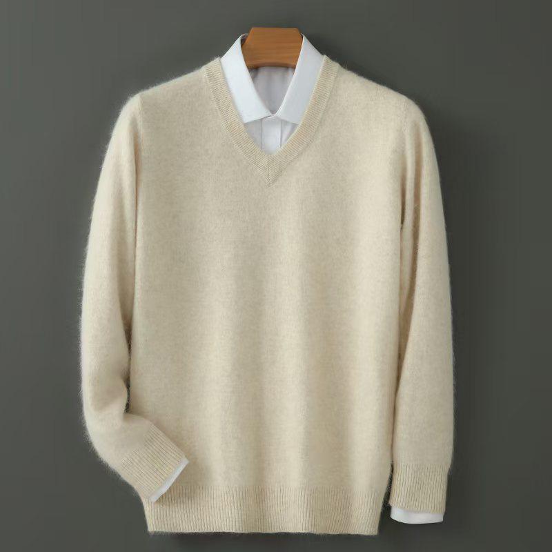 Men's Luxury Cashmere Knit V-Neck Sweater - Autumn/Winter Collection