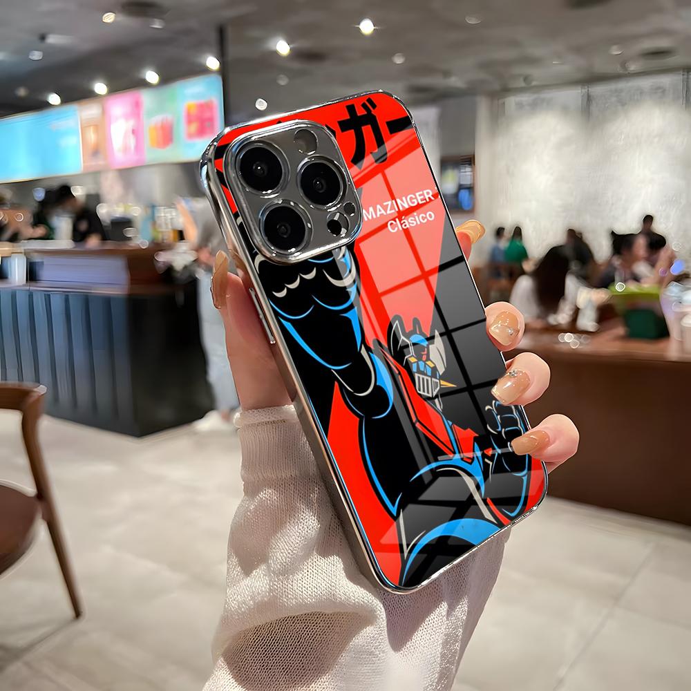 Anime M-Mazinger Z Phone Case For IPhone 17 Pro Max 15 Pro 16 14 Plus 12 13 Mini 11 Pro Shockproof Electroplated Glass Cover