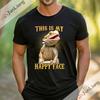 The funny bearded dragon funny Tshirt  this is my happy expression a shortsleeved roundneck streetwear top