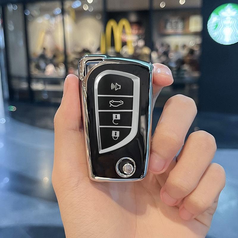 Tpu Car Key Case Cover For Toyota Auris Corolla Avensis Verso Yaris Aygo Scion Tc Im Camry 2/3/4 Buttons Remote Key Bag Rings