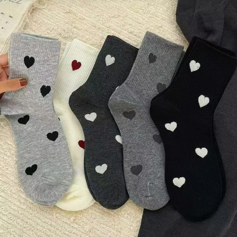 Women's Cute Heart Shaped Mid Tube Socks Spring and Autumn New Ins Trendy Trendy Versatile High Beauty Duty Series Socks Dot