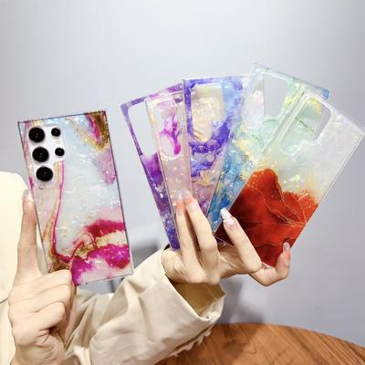 Luxury Marble Print Shell Slim Phone Case For Samsung Galaxy S25 Ultra S24 Plus S23 S22 S21 Colorful IMD Shockproof Hard Bumper Cover