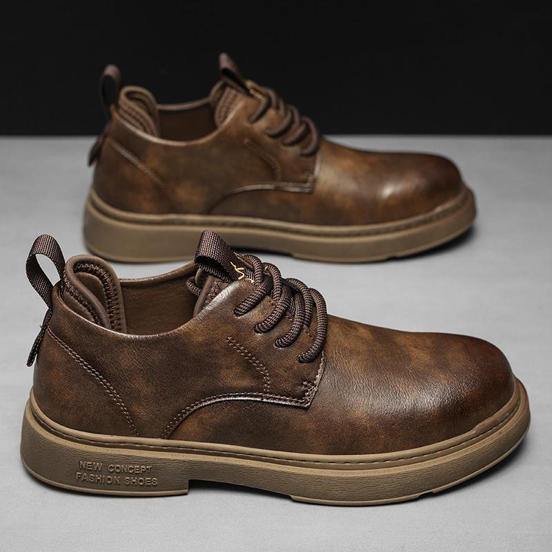 2024 Fashionable New Men's Oxford Shoes Versatile Casual Men's Commuting Work Shoes Cowhide Heightened British Shoes Lacing