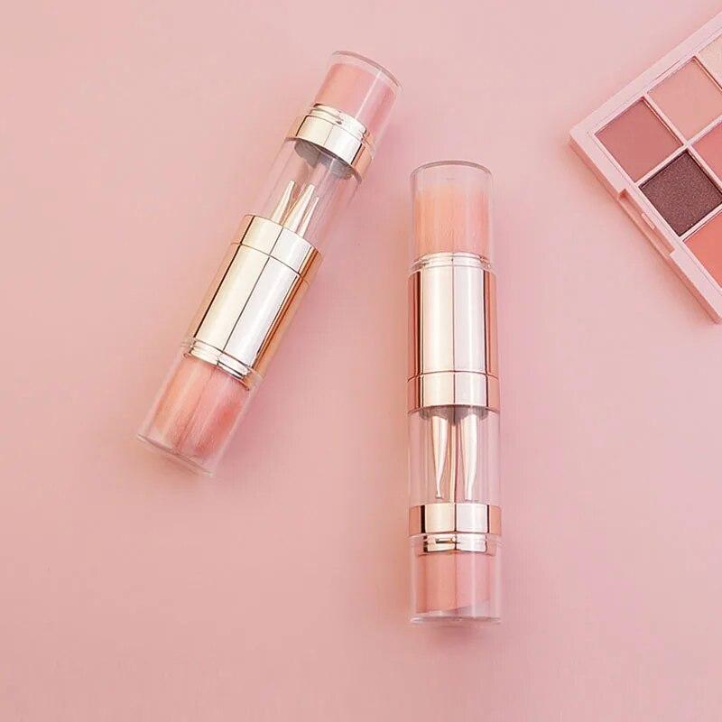 5 In 1 Portable Makeup Brushes For Foundation Eyebrow Lip Eyeshadow Loose Powder Cosmetic Brush Set Makeup Tools