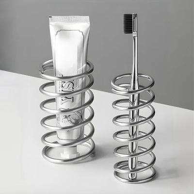 Paquete de 2 Soportes para Cepillos de Dientes de Acero Inoxidable 304 con Soporte para Pasta de Dientes - Soportes para Cepillos de Dientes para Baños Forma de Resorte Tablero de Baño