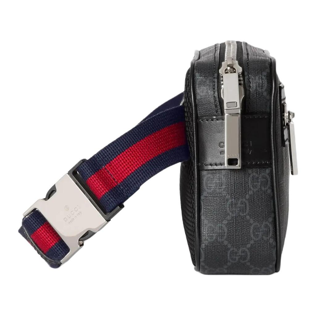 Gucci Adjustable Strap Zipper Closure Canvas And Leather Waist Bag Men Waist Bag Black 792094-FADJM-1043