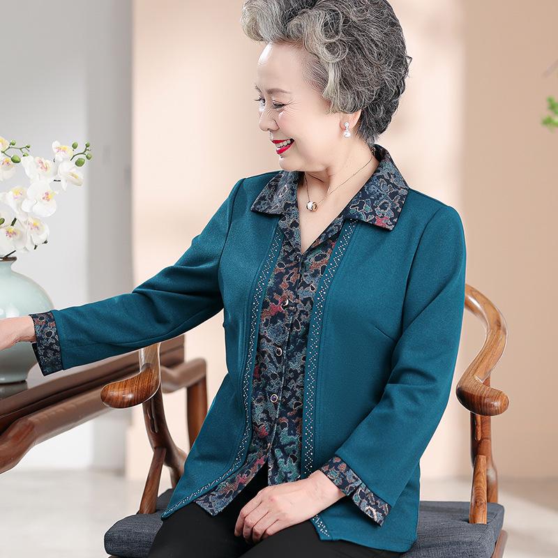 Elegant Spring & Autumn Shirt for Mother-in-law - Stylish Outfit for Middle-Aged & Elderly Women