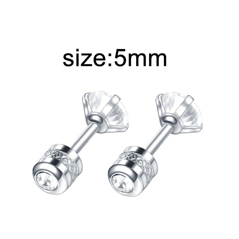 1 Pair Gothic Black Steel-Color Funny Screw Back Stud Earrings For Men/Women Round Ball Spike Cone Tip Stainless Steel Jewelry