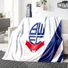 Bolton Wanderers Crest Design Flannel Blanket, Soft Polyester, Modern Design, All-Season for Camping, Travel, Gifts for Holidays or Birthdays