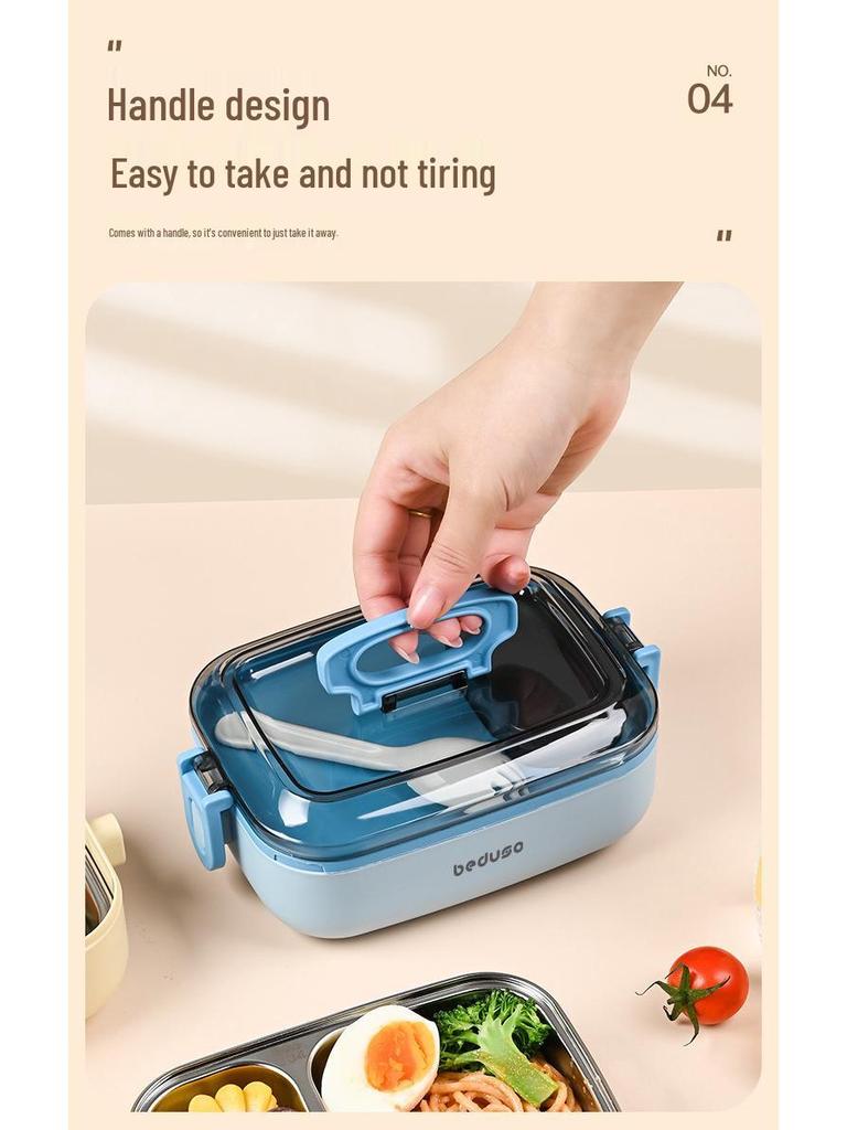 Compact Stainless Steel Bento Box - Cute, Portable, Microwave-Safe, Compartmented Lunch Container for Weight Loss Meals