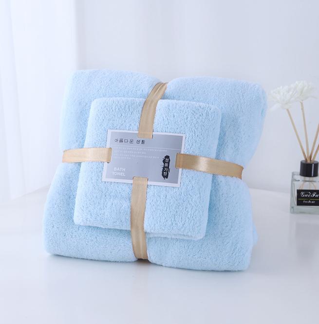 2PCS/Set Large Bath Towels Coral Velvet Bath Towels Lady Wearable Fast Drying Beach Spa Bathrobes Bath Towels Set