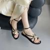 Fashion Fashion Gold Star Decoration Design Flat Sandals Women Black Narrow Band Buckle Roman Shoes Sexy Clip Toe Flip Flops Sandalias