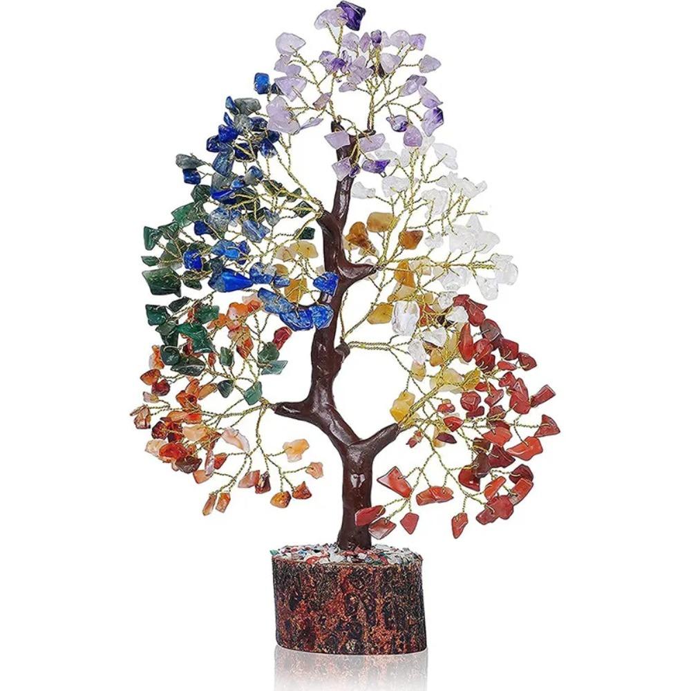 Seven Chakra Tree of Life for Positive Energy Money Tree Feng Shui Decor Reki Healing Crystal Gemstone Home Decoration