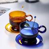 New Stained Glass Cup with Saucer Nordic Style Household Personal Coffee Cup with Spoon