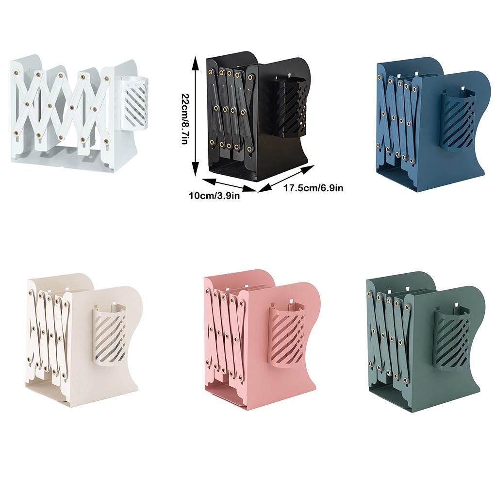 Bookend Stretchable Adjustable Anti-rust Book End with Pencil Holder