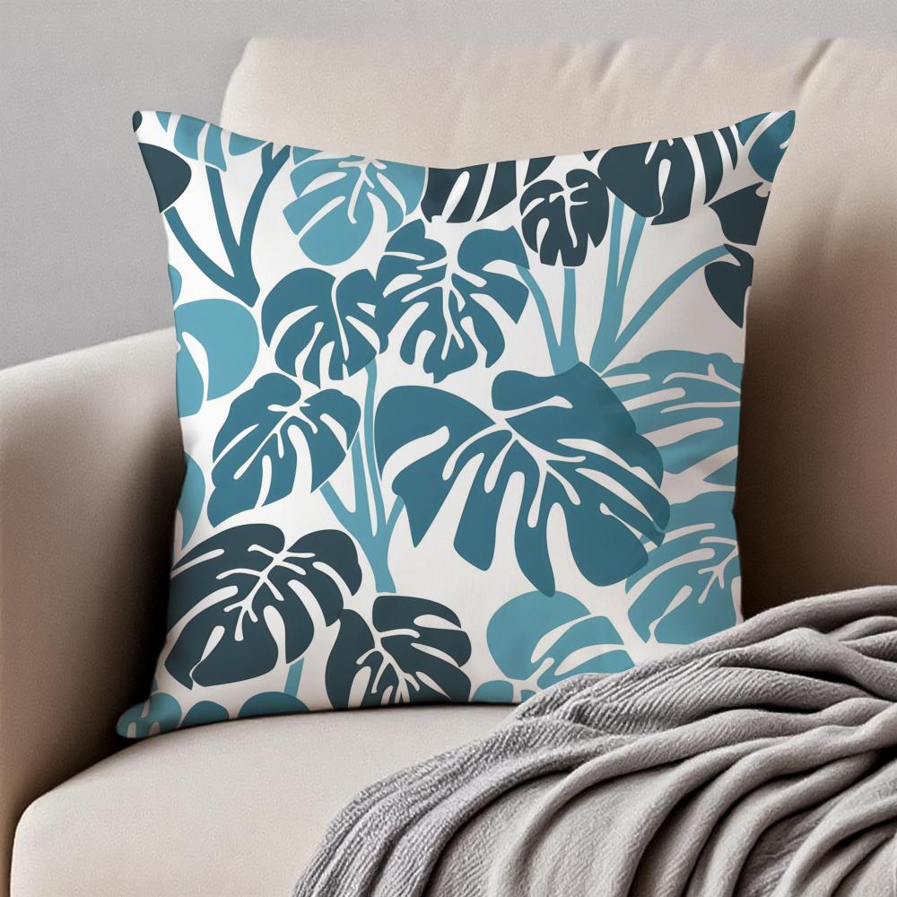 Modern style Leaf Cushion Cover Pillowcase Antidustmite Invisible Zipper Short Plush Sofa Cushion