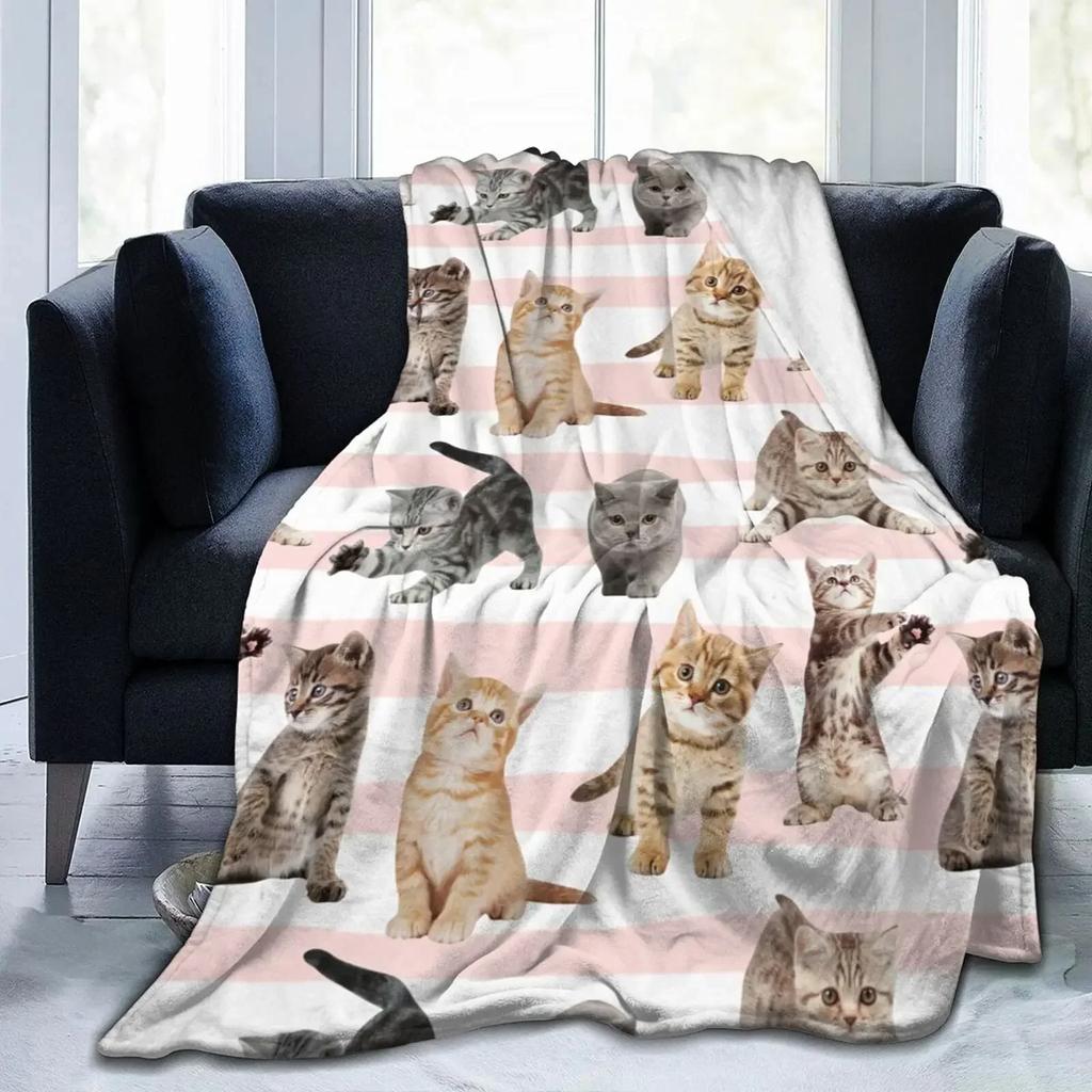Cute Black Cat with Yellow Eyes Soft Throw Blanket All Season Warm Blankets Lightweight Fuzzy Flannel Throw Blanket for Bed Sofa