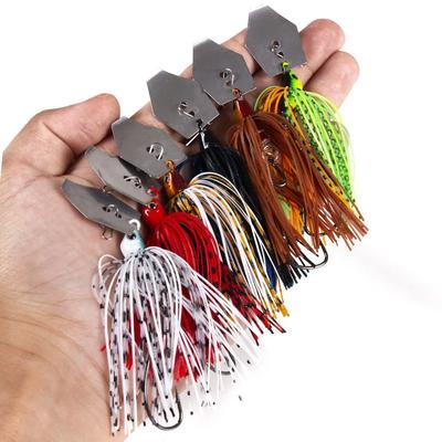 1pcs Fishing Lures 100mm 11g Blade Metal Bait with Rubber Skirt Artificial Wobbler Buzzbait Jigging Lure Spinner Spoon for Pike