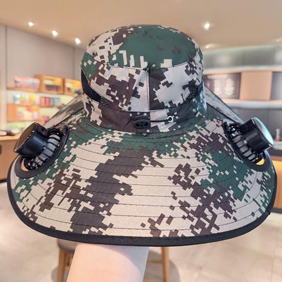 Yousheng Fan Cap Wide Brim Sun Protection Hat with Dual Power Supply Fans Solar USB Charging Built-in Battery Outdoor Cooling
