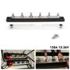 Power Distribution Block 6 x 1/4 Studs Black 12V-36V 150A M6 6 Position with Cover 10-32 Brass Studs Nuts For Automotive Marine