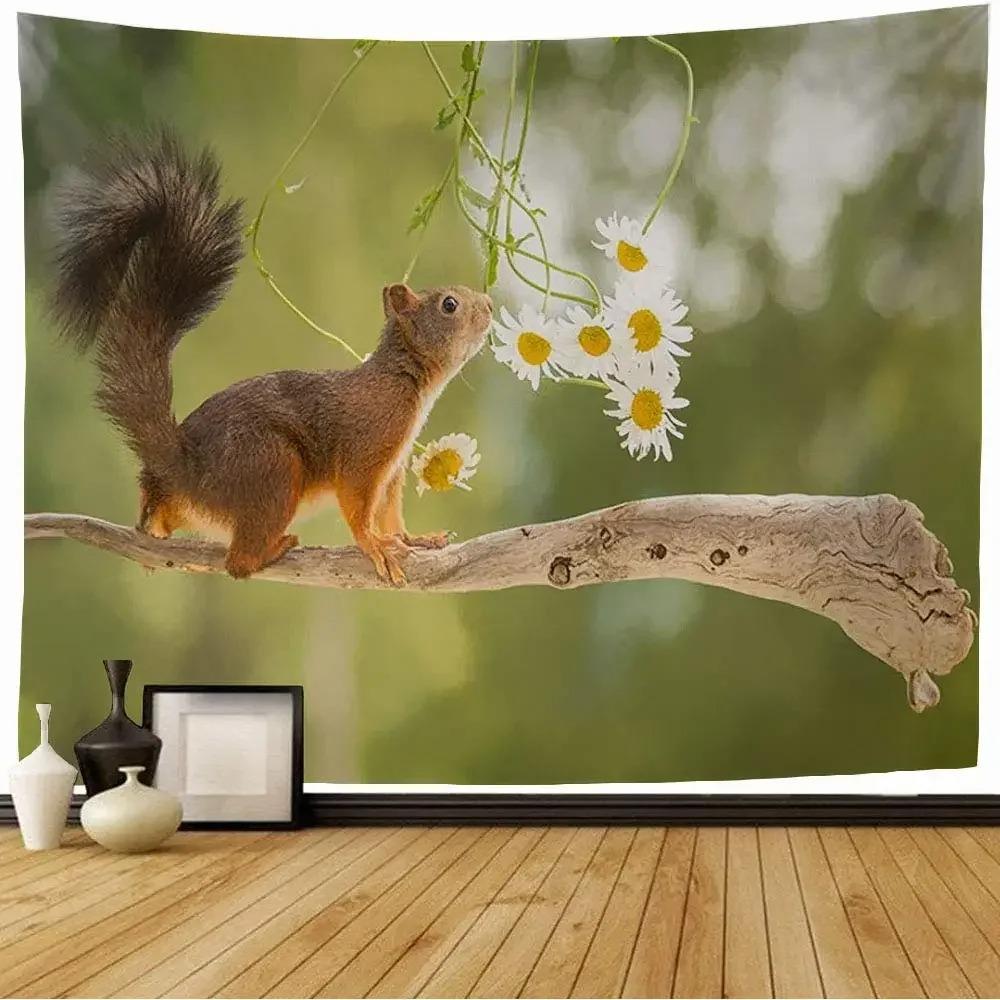 

Милый гобелен с белкой, украшение для офиса, гостиной, настенный гобелен для дома 100x75cm
