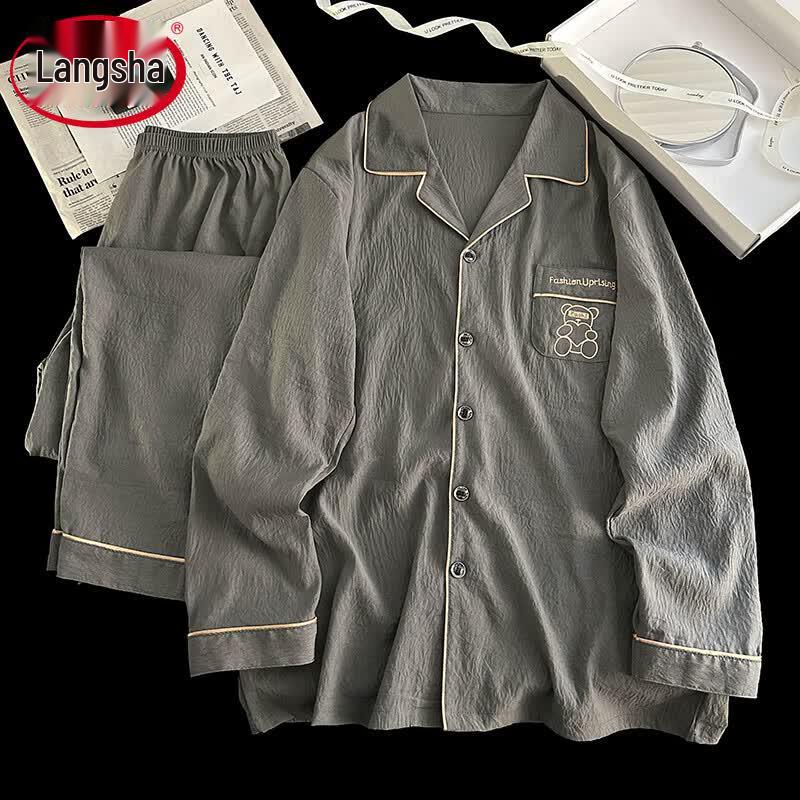 Langsha Men s Thin Cloud Cotton Lounge Set 2XL (approx. 70-85kg)