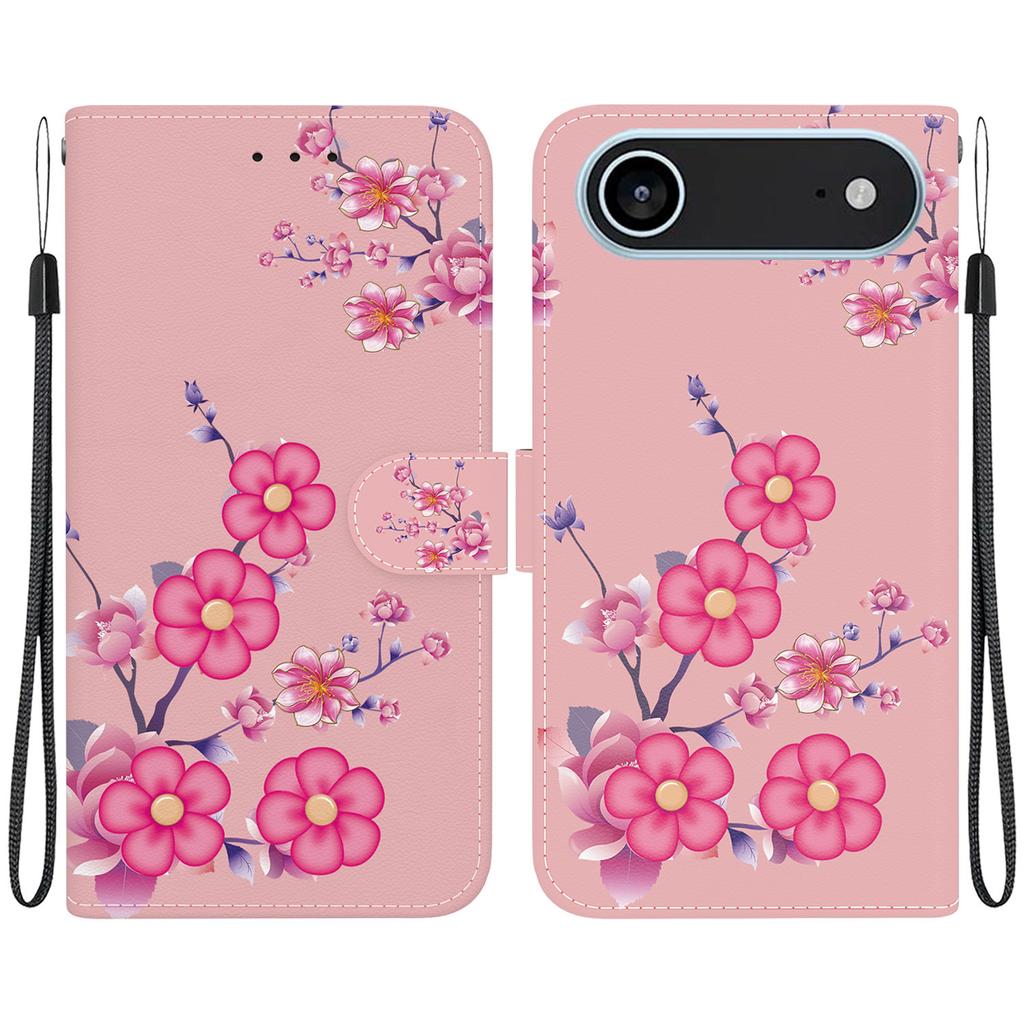 For iPhone 17 Air Wallet Phone Case Anti-Drop Leather Flip Cover Pattern Printing with Strap